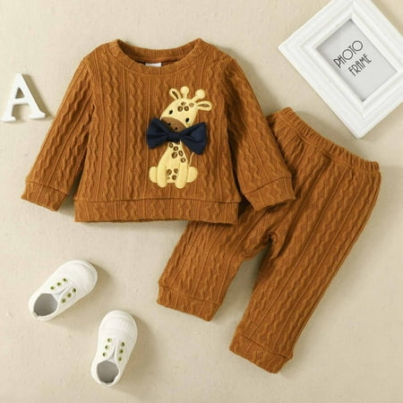 Leutsin Baby Boys Short-Sleeve Bodysuit Autumn Winter Girls Waffle Cartoon Giraffe Embroidery Long Sleeved Crew Neck Pullover Trousers Suit
Leutsin Baby Boys Short-Sleeve Bodysuit Autumn Winter Girls Waffle Cartoon Giraffe Embroidery Long Sleeved Crew Neck Pullover Trousers Suit