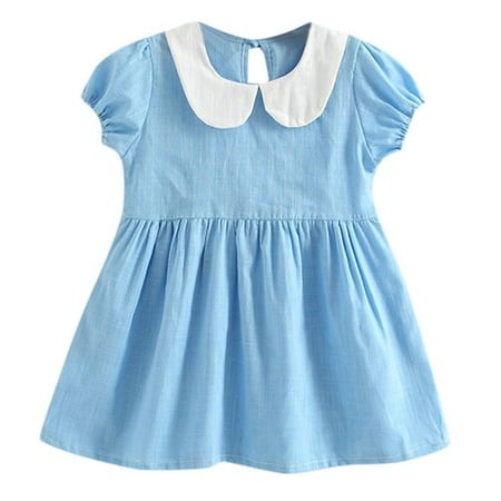 

adviicd Toddler Dress Up Set Girls Halter Neck Summer Dress Ruffle Tiered Swing Sleeveless Sundress Flowy A Line Mini Dresses Light Blue 18-24 Months