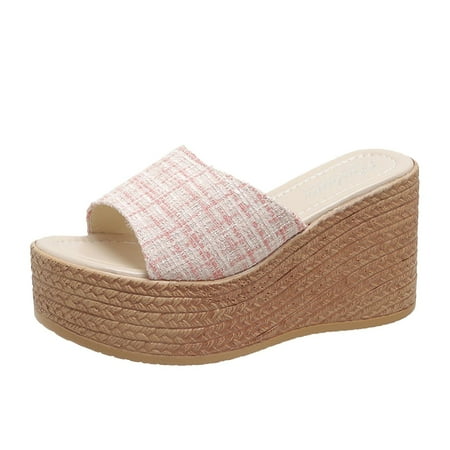 JeashCHAT Clearance Slip On Slide Sandals for Women Women s High Heels One Line Thick Sole Slippers Sponge Bottom Beach Sandals (Pink)
JeashCHAT Clearance Slip On Slide Sandals for Women Women s High Heels One Line Thick Sole Slippers Sponge Bottom Beach Sandals (Pink)