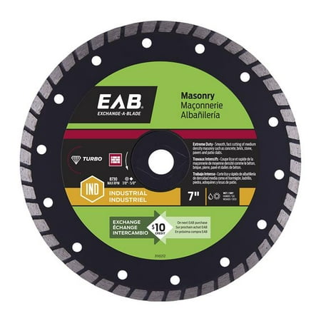 Exchange-A-Blade 3110212 7 in. Turbo Rim Concrete Black Industrial Diamond Recyclable Exchangeable Blade
Exchange-A-Blade 3110212 7 in. Turbo Rim Concrete Black Industrial Diamond Recyclable Exchangeable Blade