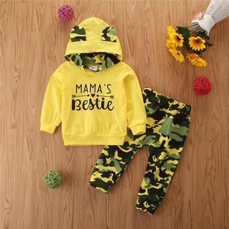 Augper Baby Girl Clothes Long Sleeve Fall Winter Clearance Toddler Baby Kids Girs Letter Print Hooded Tops+Camouflage Pants Outfits Sets Yellow
Augper Baby Girl Clothes Long Sleeve Fall Winter Clearance Toddler Baby Kids Girs Letter Print Hooded Tops+Camouflage Pants Outfits Sets Yellow