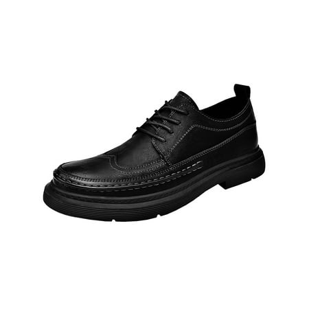 Welliumy Mens Oxfords Lace Up Dress Shoes Wingtips Brogues Office Business Shoe Wedding Comfort Casual Black 8