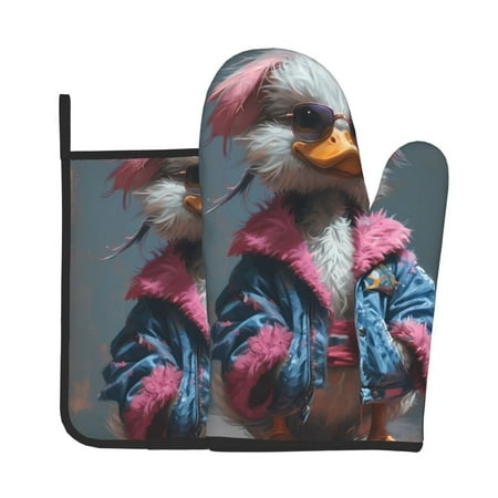 Tebeau Lady Duck Print Oven Mitts and Pan Racks 2-Piece Set Kitchen Oven Mitts and Pan Racks Heat Resistant 500 °F for Baking and Cooking
Tebeau Lady Duck Print Oven Mitts and Pan Racks 2-Piece Set Kitchen Oven Mitts and Pan Racks Heat Resistant 500 °F for Baking and Cooking