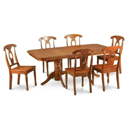 7-Pc Double Pedestal Dining Table and Chair Set