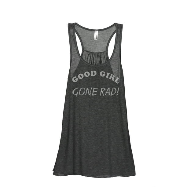 Good Girl Gone Rad Women's Fashion Sleeveless Flowy Racerback Tank Top Charcoal Grey Medium