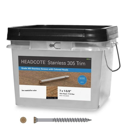 Headcote #7 x 1-5/8 - #65 Rosy Brown - Stainless Steel Trim Head Deck Screws - 5000 pc. Bulk Pail - STX65V07162
Headcote #7 x 1-5/8 - #65 Rosy Brown - Stainless Steel Trim Head Deck Screws - 5000 pc. Bulk Pail - STX65V07162