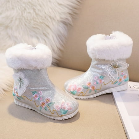 HAXMNOU Girls Shoes Butterfly Embroidered Warm Cotton Boots Embroidered Boots National Style Boots Princess Cotton Boots White
HAXMNOU Girls Shoes Butterfly Embroidered Warm Cotton Boots Embroidered Boots National Style Boots Princess Cotton Boots White