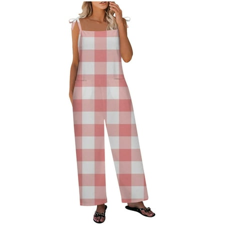 JWZUY Women s Plaid Print Jumpsuit Long Cotton Linen Romper Tie Strappy Trousers Casual Summer Pants Pink S
JWZUY Women s Plaid Print Jumpsuit Long Cotton Linen Romper Tie Strappy Trousers Casual Summer Pants Pink S