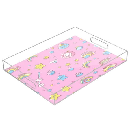 WOBOGO Acrylic Serving Trays 15.7x11.8 Inch Spill Proof Clear Decorative Organizer with Handle A Pattern Of Kawaii Candy and Stars
WOBOGO Acrylic Serving Trays 15.7x11.8 Inch Spill Proof Clear Decorative Organizer with Handle A Pattern Of Kawaii Candy and Stars