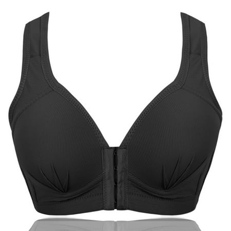 

Women Plus Size Front Closure Bra Solid Color Push Up Wireless Seamless Bralette Super Elastic Sexy V-Neck Cotton Brassiere Underwear