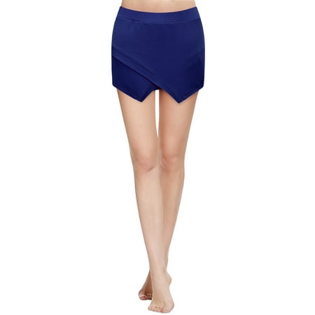 Doublju Women Unique Designed Wrap Style Casual Skorts(A combo of Skirt+Shorts)