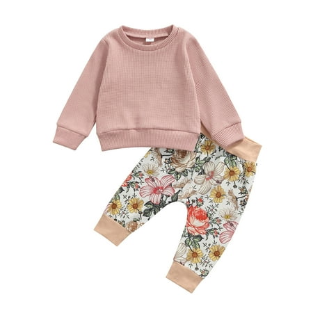 Seyurigaoka Baby Girls Clothes Set Solid Color Pullover + Floral Print Trousers
Seyurigaoka Baby Girls Clothes Set Solid Color Pullover + Floral Print Trousers