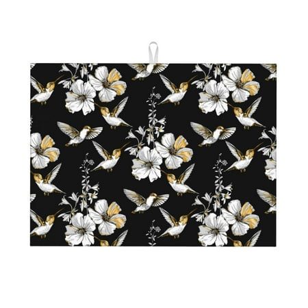 Dish Drying Mats for Kitchen Counter - White Flowers Hummingbirds 18x24in Dish Drying Pad Coffee Mat with Hanging Loop Super Absorbent Kitchen Counter Mat Coffee Bar Accessories
Dish Drying Mats for Kitchen Counter - White Flowers Hummingbirds 18x24in Dish Drying Pad Coffee Mat with Hanging Loop Super Absorbent Kitchen Counter Mat Coffee Bar Accessories
