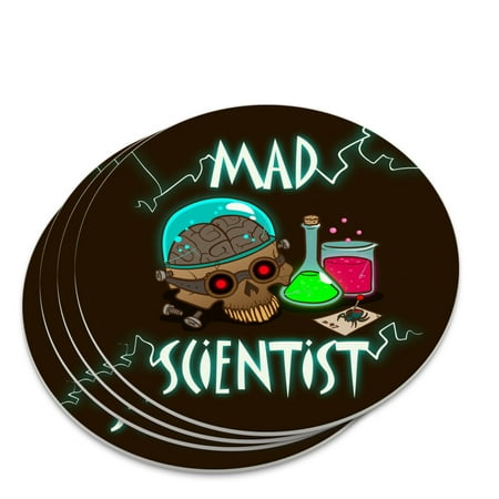Mad Scientist with Beakers Brain Novelty Coaster Set