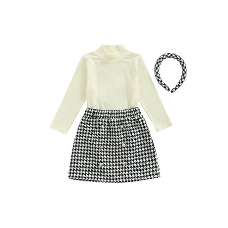 Canrulo Autumn Toddler Baby Girl Knitted Long Sleeve Turtleneck Sweater+Palids A-line Skirts+Headband Outfits Beige White 4-5 Years
Canrulo Autumn Toddler Baby Girl Knitted Long Sleeve Turtleneck Sweater+Palids A-line Skirts+Headband Outfits Beige White 4-5 Years