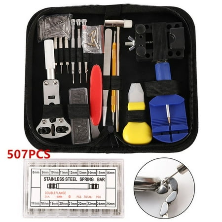 360/507PCS Watch Repair Tool Kit Watchmaker Back Case Opener Remover Spring Pin Bars Watch Case Holder Opener