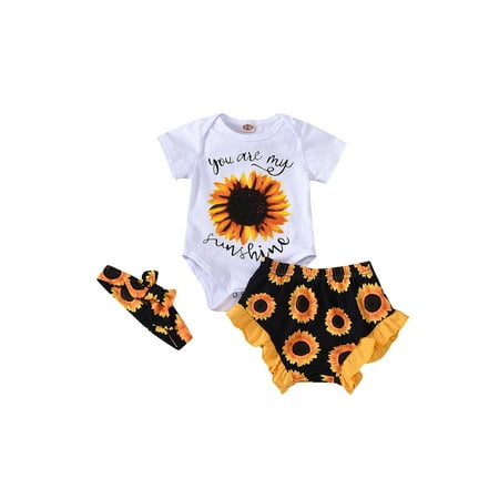 Calsunbaby Kids Baby Girls Jumpsuit Set Summer Flower Short Sleeve Romper Sunflower Ruffled Shorts Headband White 12-18 Months
Calsunbaby Kids Baby Girls Jumpsuit Set Summer Flower Short Sleeve Romper Sunflower Ruffled Shorts Headband White 12-18 Months
