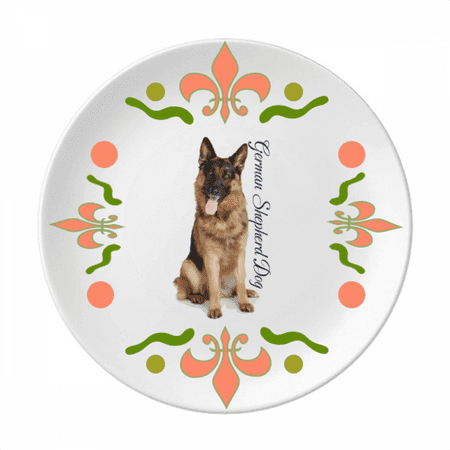 German Shepherd National Animal Flower Ceramics Plate Tableware Dinner Dish