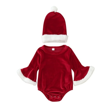 Baby Girls Bodysuits Outfit Christmas Baby Girls Boys Cute Romper 2Pcs Ruffles Long Flare Sleeve Velvet Jumpsuit Hats Xmas Outfits Set For 0-3 Months
Baby Girls Bodysuits Outfit Christmas Baby Girls Boys Cute Romper 2Pcs Ruffles Long Flare Sleeve Velvet Jumpsuit Hats Xmas Outfits Set For 0-3 Months
