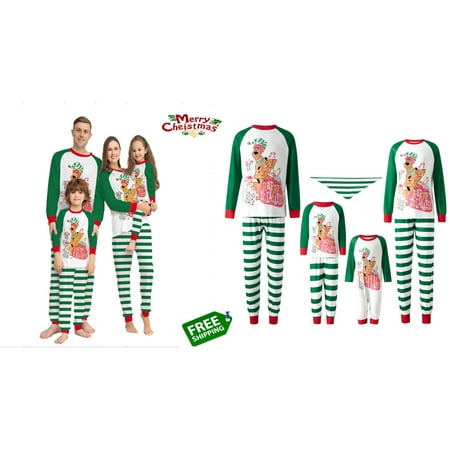 Christmas Pajamas For Family Dog Print Long-Sleeve Tops with Striped Pants Sleepwear Set for Adult Kid Baby Dog
Christmas Pajamas For Family Dog Print Long-Sleeve Tops with Striped Pants Sleepwear Set for Adult Kid Baby Dog