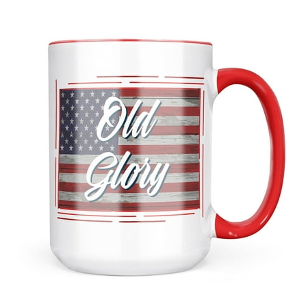 

Christmas Cookie Tin Old Glory Fourth of July Vintage Wood Flag Script Mug gift for Coffee Tea lovers