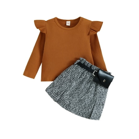 wybzd Kids Girls 3Pcs Fall Clothing Set Ruffle Long Sleeve Ribbed Tops A-line Skirt Belt Bags Children Outfits Sets 4 Years
wybzd Kids Girls 3Pcs Fall Clothing Set Ruffle Long Sleeve Ribbed Tops A-line Skirt Belt Bags Children Outfits Sets 4 Years