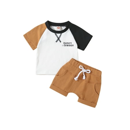 Baby Boys Summer 2pcs Outfits Letter Print Contrast Color Short Sleeve Pullover T-shirt and Elastic Shorts Set
Baby Boys Summer 2pcs Outfits Letter Print Contrast Color Short Sleeve Pullover T-shirt and Elastic Shorts Set