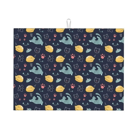 Large Dish Drying Mats for Kitchen Counter - Artistic Cute Cartoon Cat 18x24In Anti-Slip Absorbent Microfiber Drying Mat for Kitchen Counter Mat Dish Rack Mat with Hanging Loop
Large Dish Drying Mats for Kitchen Counter - Artistic Cute Cartoon Cat 18x24In Anti-Slip Absorbent Microfiber Drying Mat for Kitchen Counter Mat Dish Rack Mat with Hanging Loop