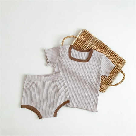 Infant Toddler Newborn Baby Boys Girls Ribbed Patchwork Short Ruffled Sleeve T Shirt Blouse Tops Cotton Shorts Pants Sleepwear Pajamas Outfit Set 2PCS Clothes
Infant Toddler Newborn Baby Boys Girls Ribbed Patchwork Short Ruffled Sleeve T Shirt Blouse Tops Cotton Shorts Pants Sleepwear Pajamas Outfit Set 2PCS Clothes