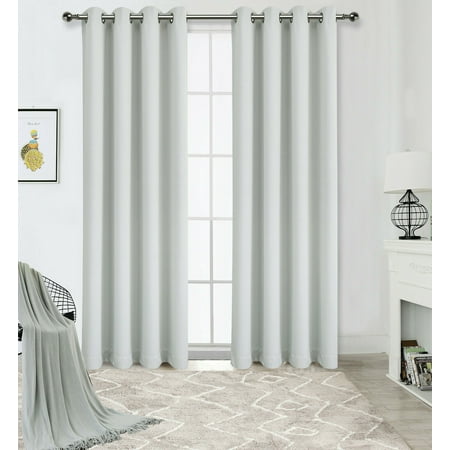 2 Pack: Solid Colored 100% Energy Saving Hotel Max Blackout Thermal Curtain Panels - Silver, 84 in. Long