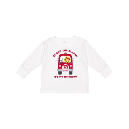 Inktastic Fire Truck 2nd Birthday Boy Gift Toddler Boy Girl Long Sleeve T-Shirt