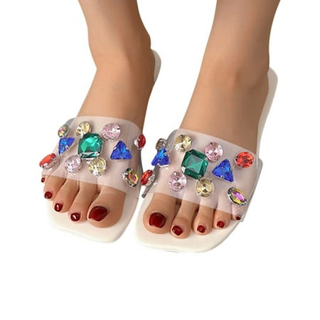 Ykohkofe Sandals For Women Ladies Fashion Solid Flat Rhinestone Slippers Sandals Casual Shoes
Ykohkofe Sandals For Women Ladies Fashion Solid Flat Rhinestone Slippers Sandals Casual Shoes