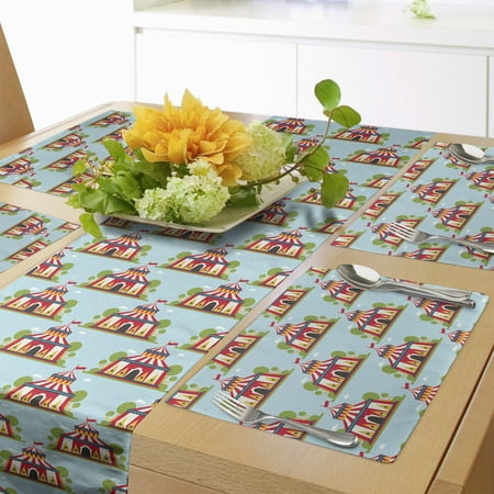 Circus Table Runner & Placemats Festival Fun Themed Pattern with a Cartoon Design Tent and Trees Print Set for Dining Table Placemat 4 pcs + Runner 12 x90 Pale Blue and Multicolor by Ambesonne
Circus Table Runner & Placemats Festival Fun Themed Pattern with a Cartoon Design Tent and Trees Print Set for Dining Table Placemat 4 pcs + Runner 12 x90 Pale Blue and Multicolor by Ambesonne