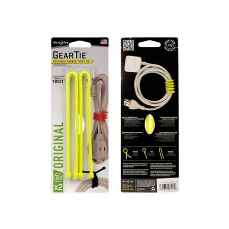 Nite Ize 215126 12 in. Reusable Rubber Twist Gear Tie Yellow - Pack of 6