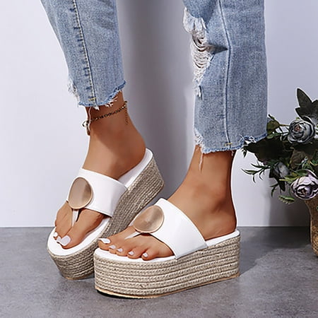 Women s Ladies Fashion Flip Flops Casual Sandals Wedges Shoes Outdoor Slippers