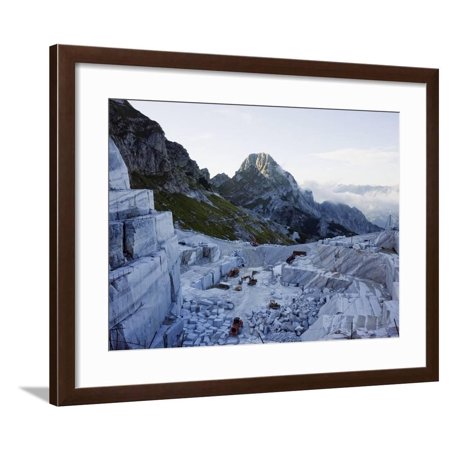 Blocks Being Cut in a Marble Quarry Used By Michaelangelo, Apuan Alps, Tuscany, Italy, Europe Framed Print Wall Art By Christian Kober