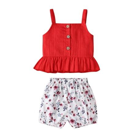 ZIYIXIN Toddler Baby Girls Summer Outfits Clothing Sleeveless Tank Tops and Floral Shorts 2Pcs Set Red 12-18 Months
ZIYIXIN Toddler Baby Girls Summer Outfits Clothing Sleeveless Tank Tops and Floral Shorts 2Pcs Set Red 12-18 Months