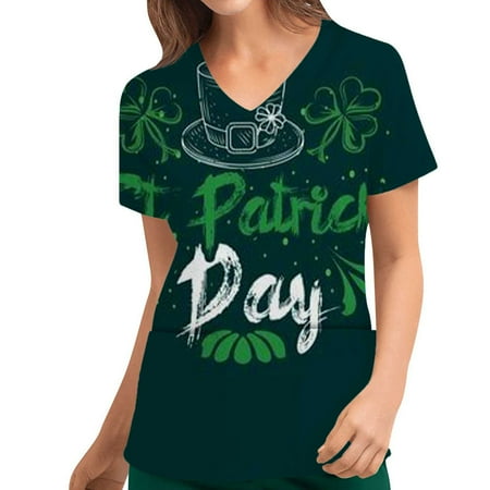 MELDVDIB Women s Loose Scrub Top St.Patrick s Day Short Sleeve V-Neck Casual Blouse Ladies Workwear T-Shirt with 2 Pocket
MELDVDIB Women s Loose Scrub Top St.Patrick s Day Short Sleeve V-Neck Casual Blouse Ladies Workwear T-Shirt with 2 Pocket