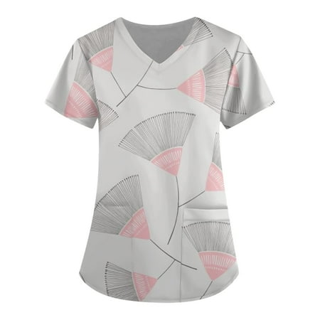 Women s Scrub Top Fashion Short Sleeve V-Neck Working Uniform Tops Fashion Printing Nurse Blouses with Pockets
Women s Scrub Top Fashion Short Sleeve V-Neck Working Uniform Tops Fashion Printing Nurse Blouses with Pockets