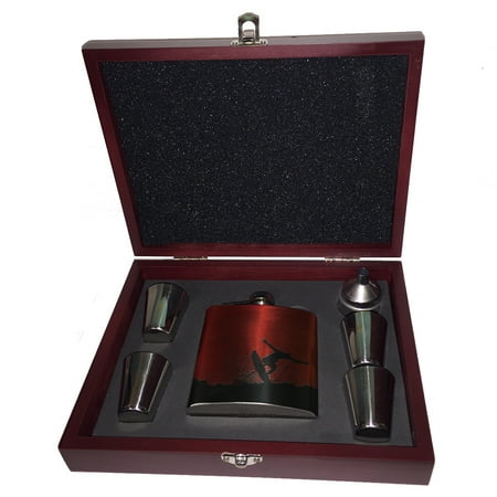 KuzmarK 6 oz. Stainless Steel Flask Set in Rose Wood Presentation Box - Surf the Waves
KuzmarK 6 oz. Stainless Steel Flask Set in Rose Wood Presentation Box - Surf the Waves