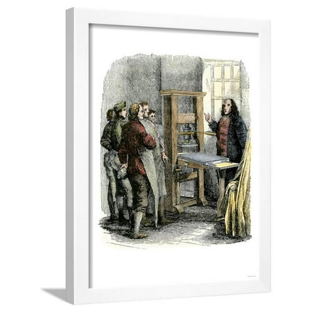 Benjamin Franklin at His Printing Press, Philadelphia Framed Print Wall Art