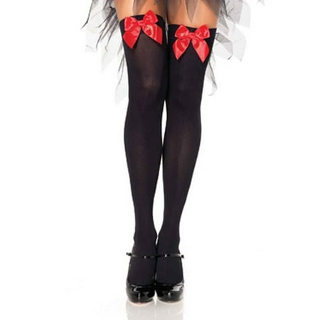 Livingsenburg Women Bow Tie Tights Stay Up Thigh High Stockings Lace Pantyhose