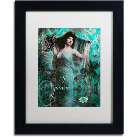 Trademark Fine Art "Art Nouveau Zodiac Aquarius" Canvas Art by Color Bakery White Matte, Black Frame