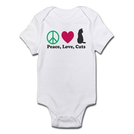 CafePress - Peace Love Cats - Baby Light Bodysuit