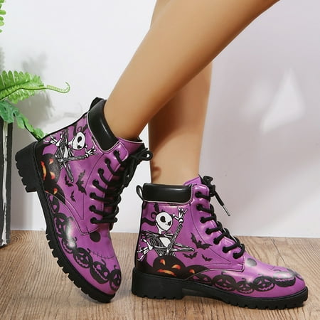 Cartoon Skull Print Lace Up Ankle Boots FashionNon-slip Chunky Round Toe Sneakers For Walking Hiking Climbing Women‘s Footwear
Cartoon Skull Print Lace Up Ankle Boots FashionNon-slip Chunky Round Toe Sneakers For Walking Hiking Climbing Women‘s Footwear