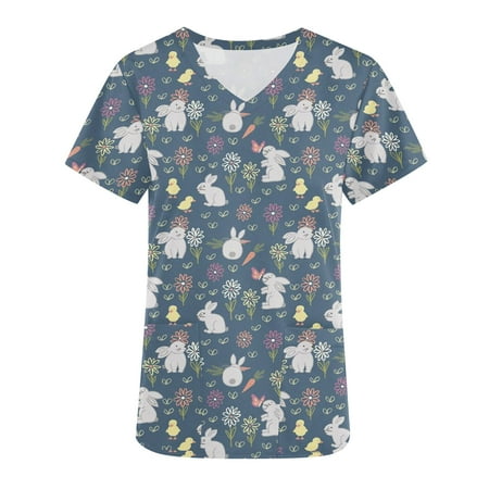Ozmmyan Womens Tops Easter Day Scrubs for Women Tops Short Sleeve V-neck Tops Working Uniform Easter Print With Pocket Blouse
Ozmmyan Womens Tops Easter Day Scrubs for Women Tops Short Sleeve V-neck Tops Working Uniform Easter Print With Pocket Blouse