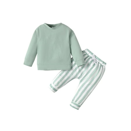 Infant Baby Girls Boys 2Pcs Outfit Long Sleeve Sweatshirts Tops Stripe Elastic Waist Long Pants
Infant Baby Girls Boys 2Pcs Outfit Long Sleeve Sweatshirts Tops Stripe Elastic Waist Long Pants