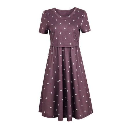 Enwejyy Women Short Sleeve Solid Color Striped Print Loose Waist Breastfeeding Nursing Maternity Dress
Enwejyy Women Short Sleeve Solid Color Striped Print Loose Waist Breastfeeding Nursing Maternity Dress