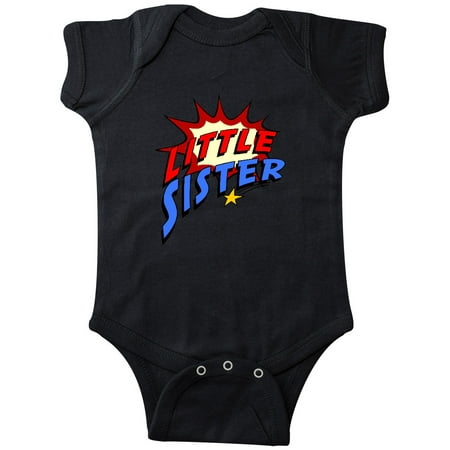 Inktastic Little Sister Superhero Gift Baby Girl Bodysuit