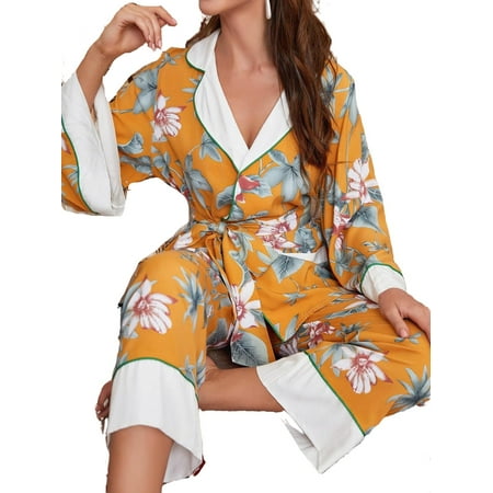 Elegant Floral Print Lapel Collar Pant Sets Long Sleeve Multicolor Women Pajama Sets (Women s)
Elegant Floral Print Lapel Collar Pant Sets Long Sleeve Multicolor Women Pajama Sets (Women s)
